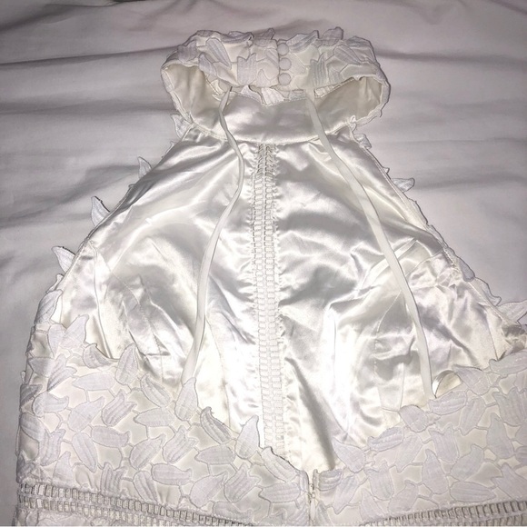 Bardot The Gemma Lace Dress Size M Halter Floral Aritzia White Cut Out Sheer - Picture 10 of 11